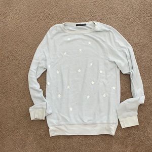 blue wild fox sweater with white stars